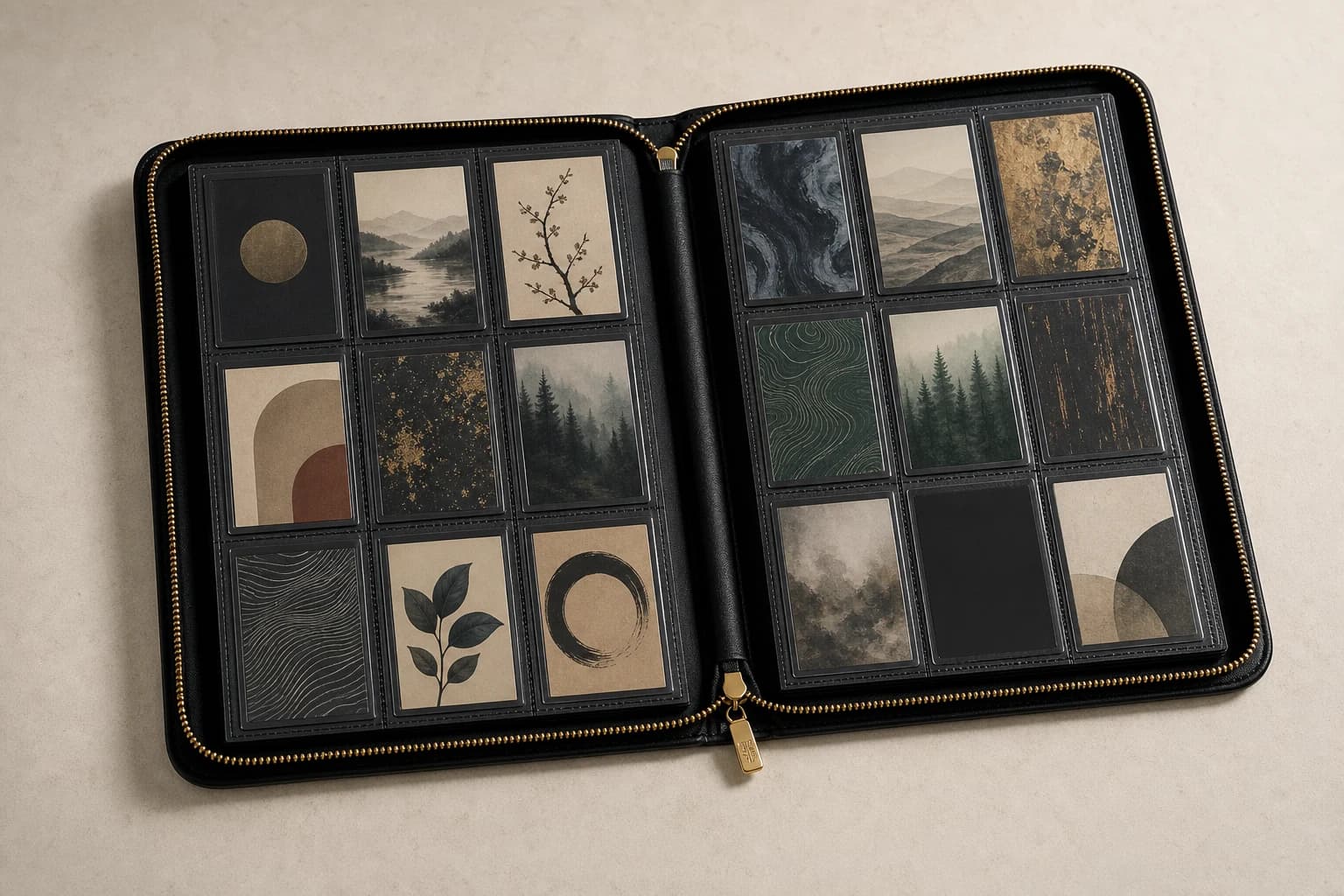 Open Onyx Kizuna Kin binder with archival 3Γ3 card pages
