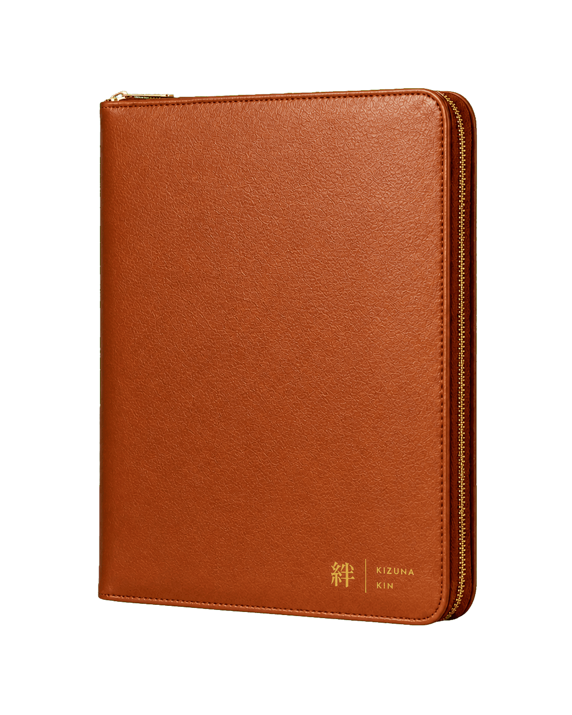 Cognac Kizuna Kin binder with a gold η΅ corner mark